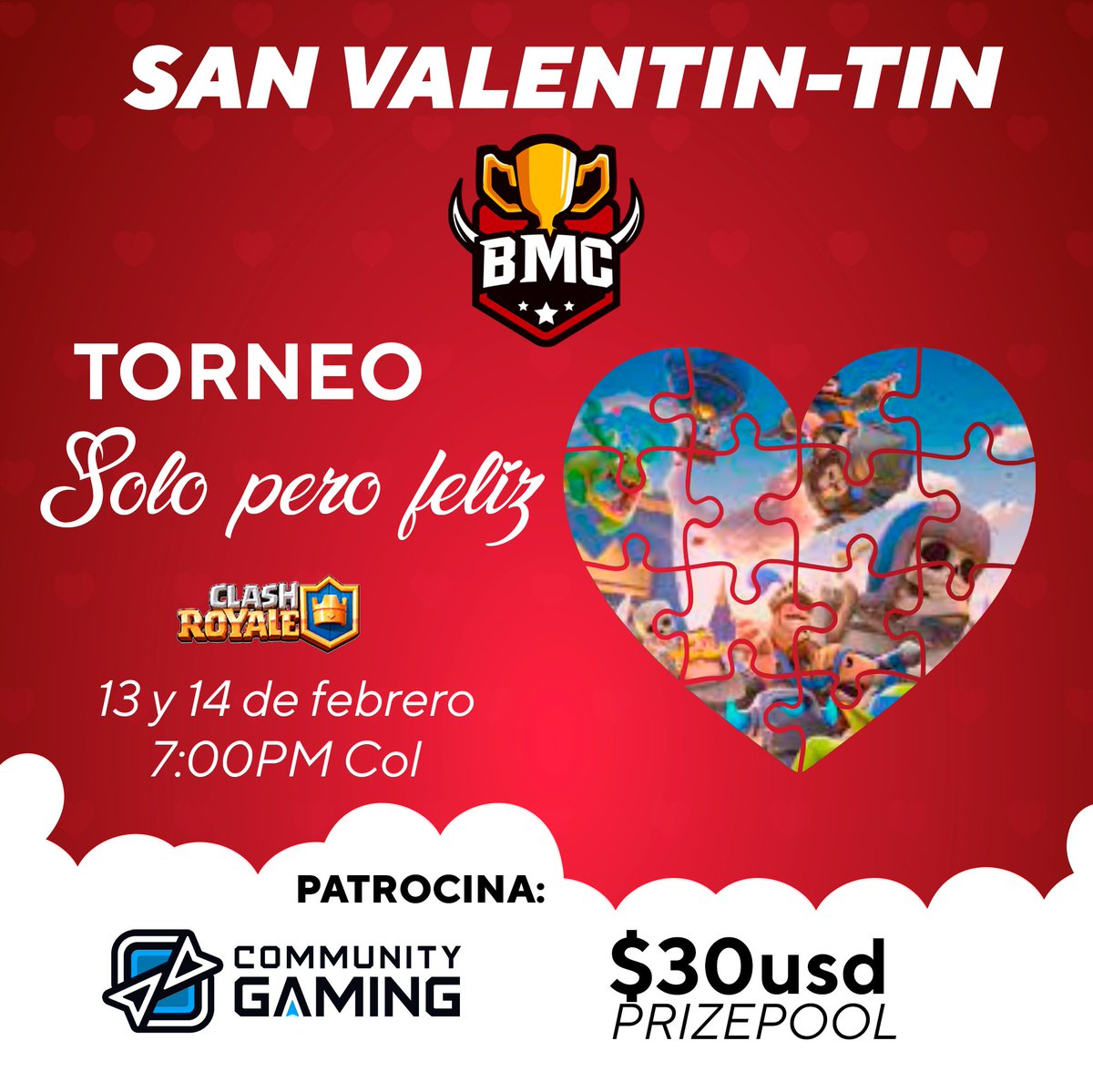 Bakata_nico's tweet photo. Se abren las inscripciones para el torneo individual de #ClashRoyale "Solo pero feliz" de @CGaming_LatAm 😎

Participa este 13 y 14 de febrero por un prizepool de $30usd 💰

Inscríbete en el Smartlink que está en nuestra biografía ⬆️

#cgaming #clashroyales #gaming #mobile https://t.co/rQOW4sfLGD