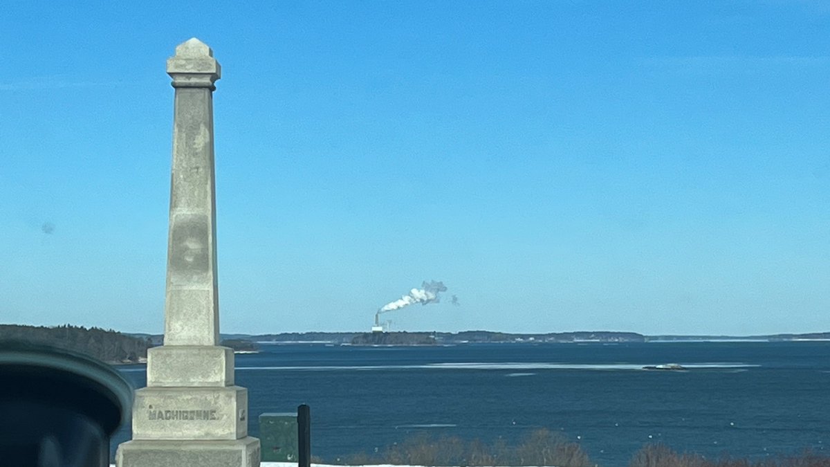 Wyman Energy Center on Cousins Island is Maine’s largest power station. It runs on oil and is very unprofitable compared to gas power plants. It’s kept online for weather like this, and it’s been chugging all weekend. First I’ve ever seen it running.