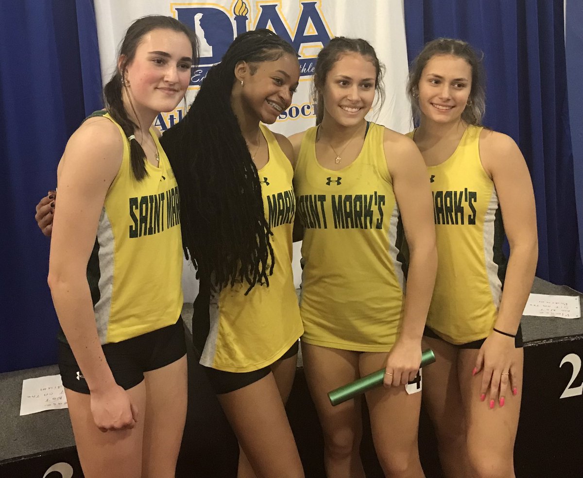 Congratulations to the <a href="/SaintMarksHS/">Saint Mark's High School</a> team of Reagan Garibaldi, Chloe Bedwell, Arianna Donovan and Alexis Donovan, <a href="/DIAA_Delaware/">DIAA</a> Indoor champs in the girls 4x200 relay #delhs