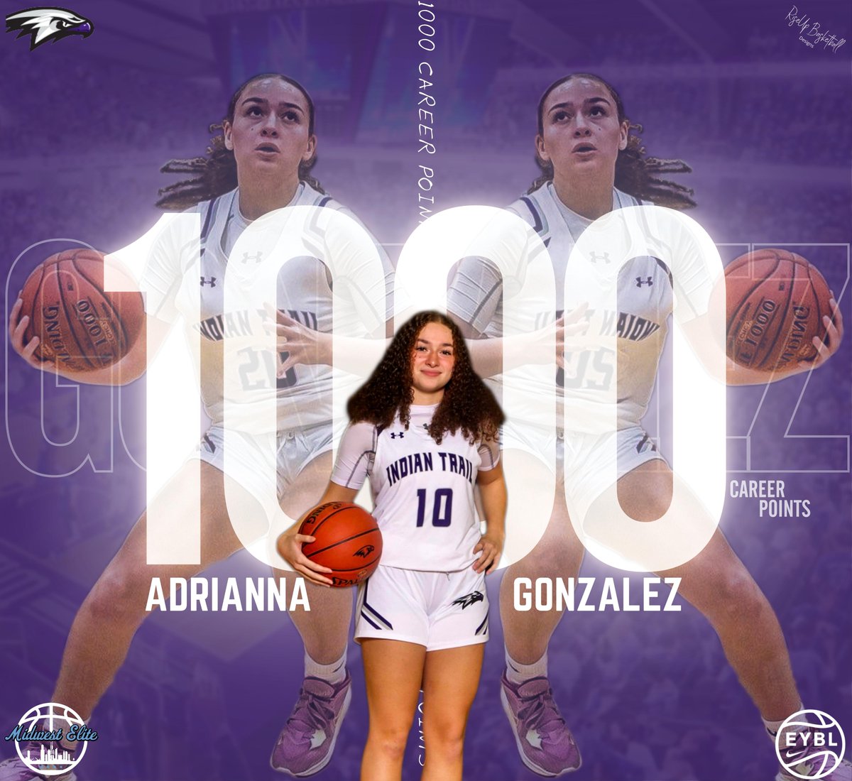 mwehoops_eybl's tweet photo. All eyes were on Indian Trail High School's Adrianna Gonzalez on Friday night as she scored 25 points, pulled down 9 rebounds, and dished out 4 assists en route to scoring her 1,000th career point. 

Congratulations, Adrianna!

#MidwestEliteEYBL
#REPtheBLUE
#NikeGirlsEYBL https://t.co/WbfHy1SgZD