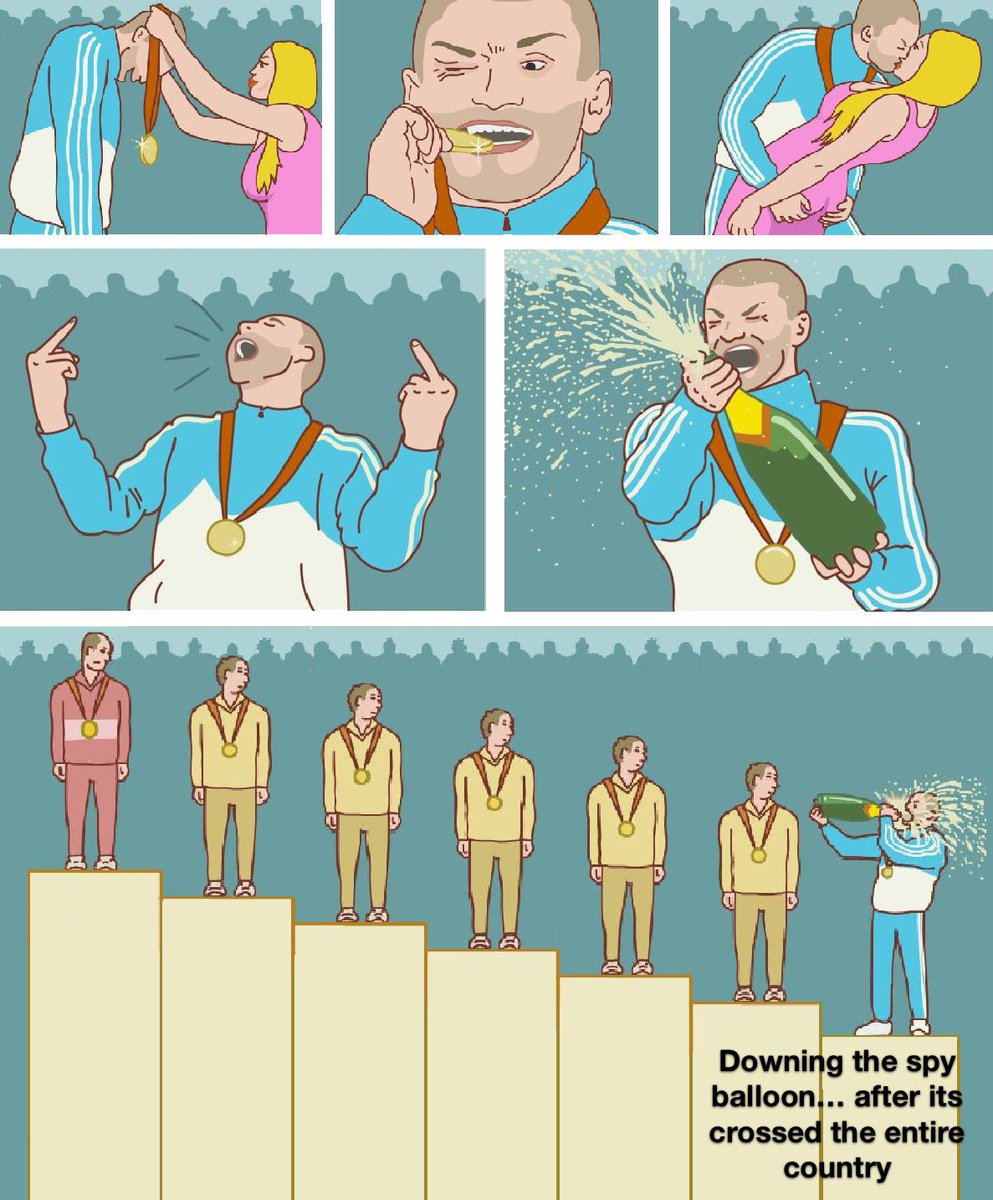 Can’t wait to hear the Biden admin take a victory lap for downing the China spy balloon after letting it spy across the entire continental United States.