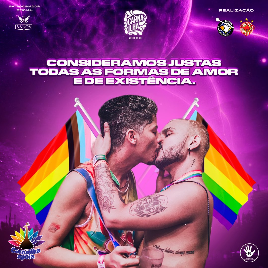 carnabrilha's tweet photo. 🏳️‍🌈CARNAILHA APOIA🏳️‍🌈

Nosso Carnailha, respeito é prioridade.

🚨 Atente-se para não emitir falas ou comportamentos que possam ser ofensivos ou agressivos ao próximo, bem como não reforçar esteriótipos negativos a comunidade LGBTQIA+. https://t.co/0l1FCwLdbM