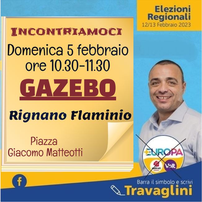 Domani a #RignanoFlaminio!
#elezioniregionali2023
#piueuropa