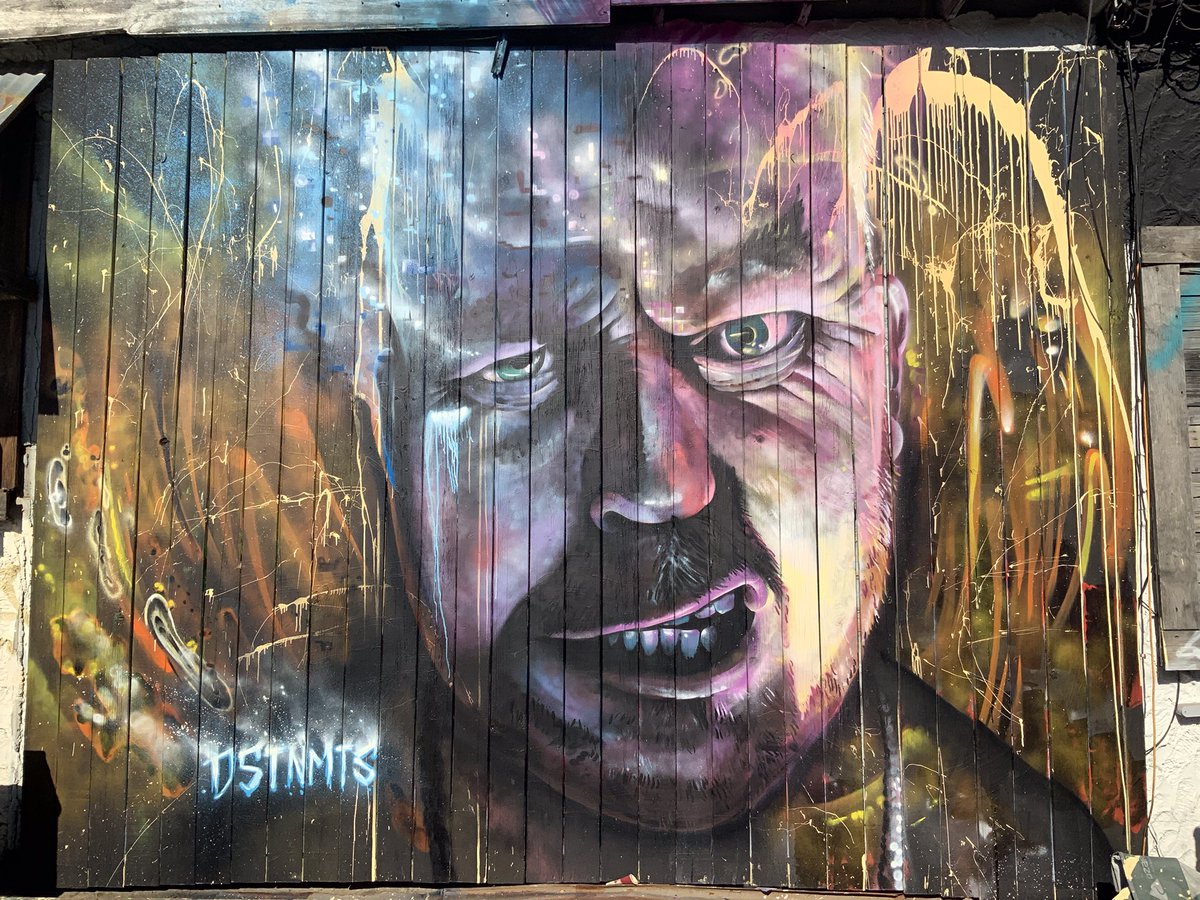 DstnMts's tweet photo. Scrap can Warpy Boy #dstn #streetart #mural #spraypaint #portrait https://t.co/vlfyXxke8U