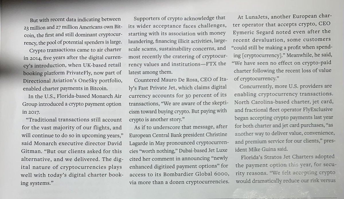 ToIn2029's tweet photo. @investanswers Crypto adoption continues….AIN Aviation International News article…FYI 🤫😉 https://t.co/9USdd7cDoC