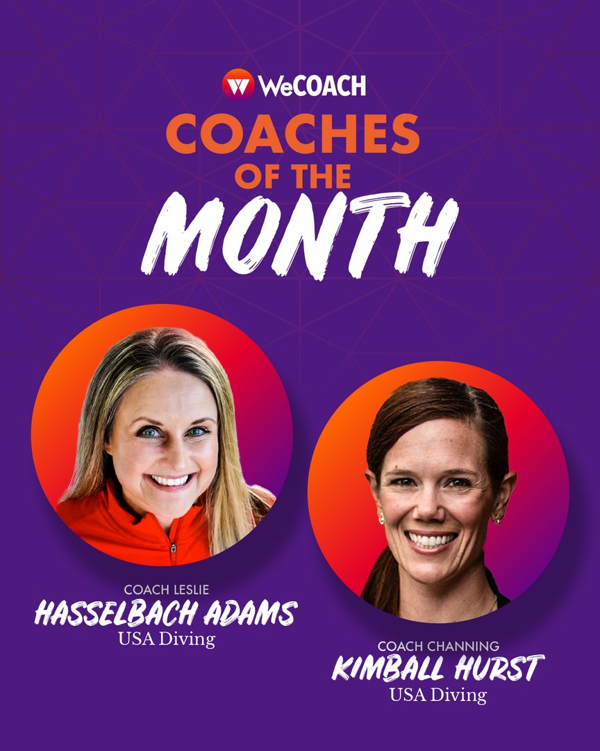 Join us in congratulating our February 2023 Co-Coaches of the Month: 

Channing Kimball Hurst | WCA CLASS #35 

Leslie Hasselbach Adams | WCA CLASS #29 

Channing &amp; <a href="/lolliepopdiver/">Leslie Hasselbach</a> are key assets to USA Diving and the #WeCOACH community 👏 👏