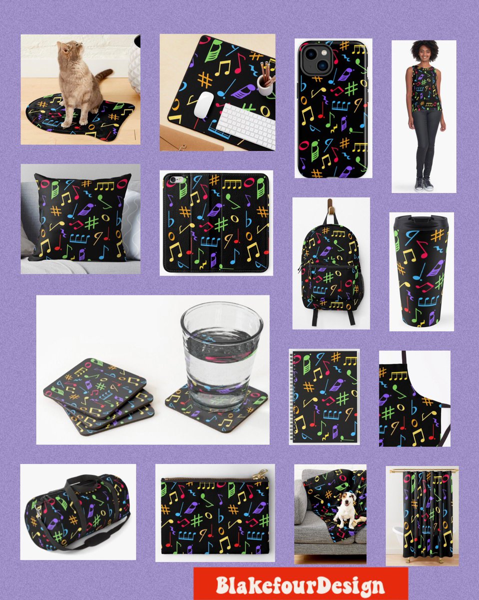 BlakefourD's tweet photo. One of our bright new patterns, featuring rainbow coloured music notes. 20% off now at our RB shop https://t.co/5nP0p6eTow 🌈🎶
#music #rainbow https://t.co/FTJgr6fuP2