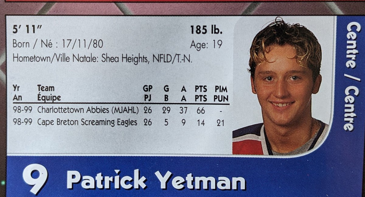 As a former scout with Moncton Wildcats  (even though I didn't draft Patrick, I joined the team  a couple yrs after) -but I always regard Patty as one of the guys that helped open the door for  NL players getting scouts attention across the QMJHL. This pic from Wildcats program.