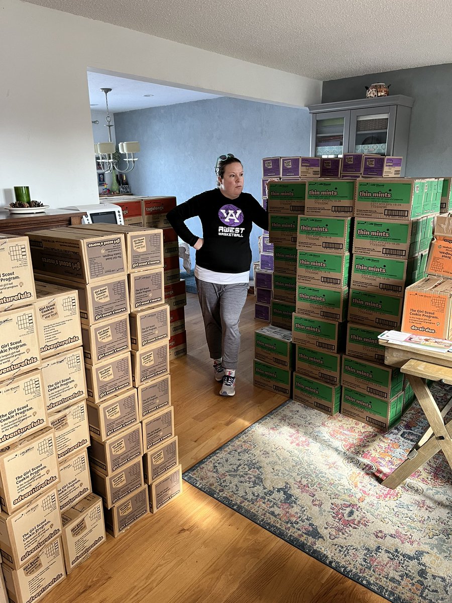 When the beautiful wife is accentuated by the beautiful boxes… #GirlScoutCookieSeason