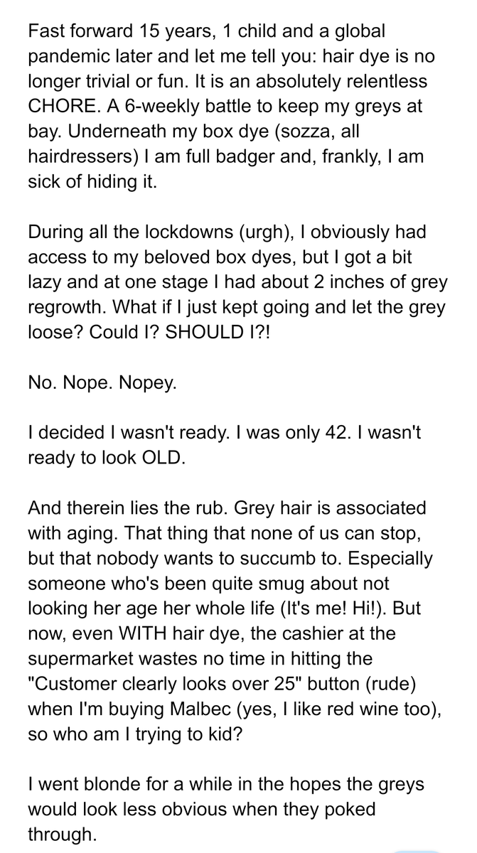 AmyWamy78's tweet image. I'm scared but I'm going for it. Here's why.

#grombre #greyhair