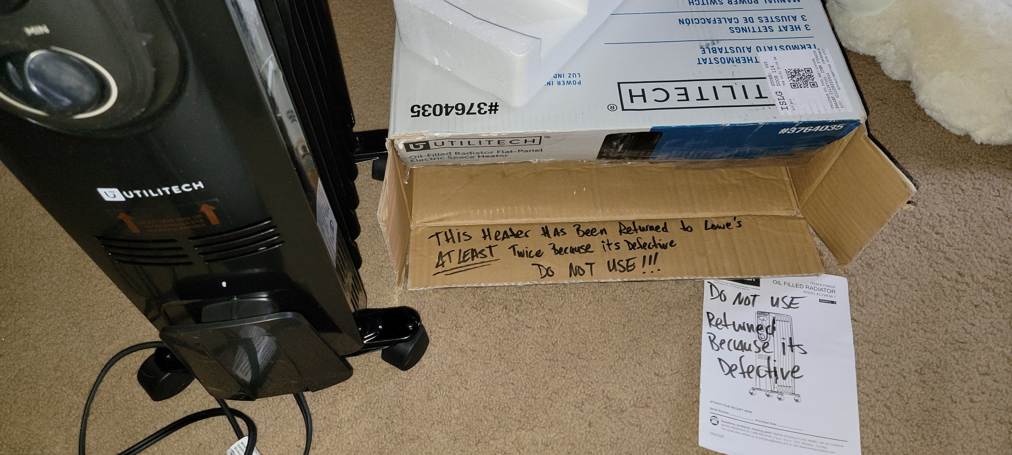 Mike on Twitter "Lowes whats up with this? Bought 2 heaters today and