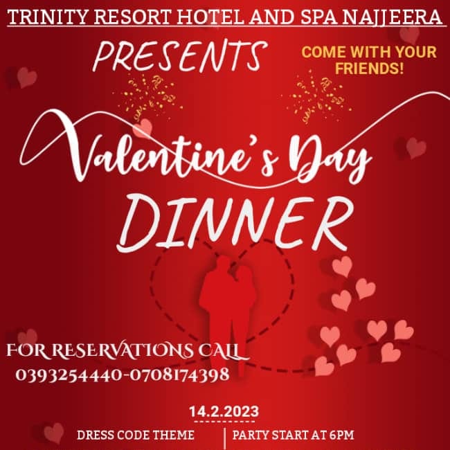 lexmo_mo's tweet image. *TRINITY RESORT HOTEL AND SPA NAJJEERA* is the place to be this Valentine's Day. Come celebrate love Shared with those close to you over a special dinner .
We can't wait to see you all 

FOR BOOKINGS CALL
*📞🫣0393254440-0708174398*
*🌐trinityhotelspa.com*