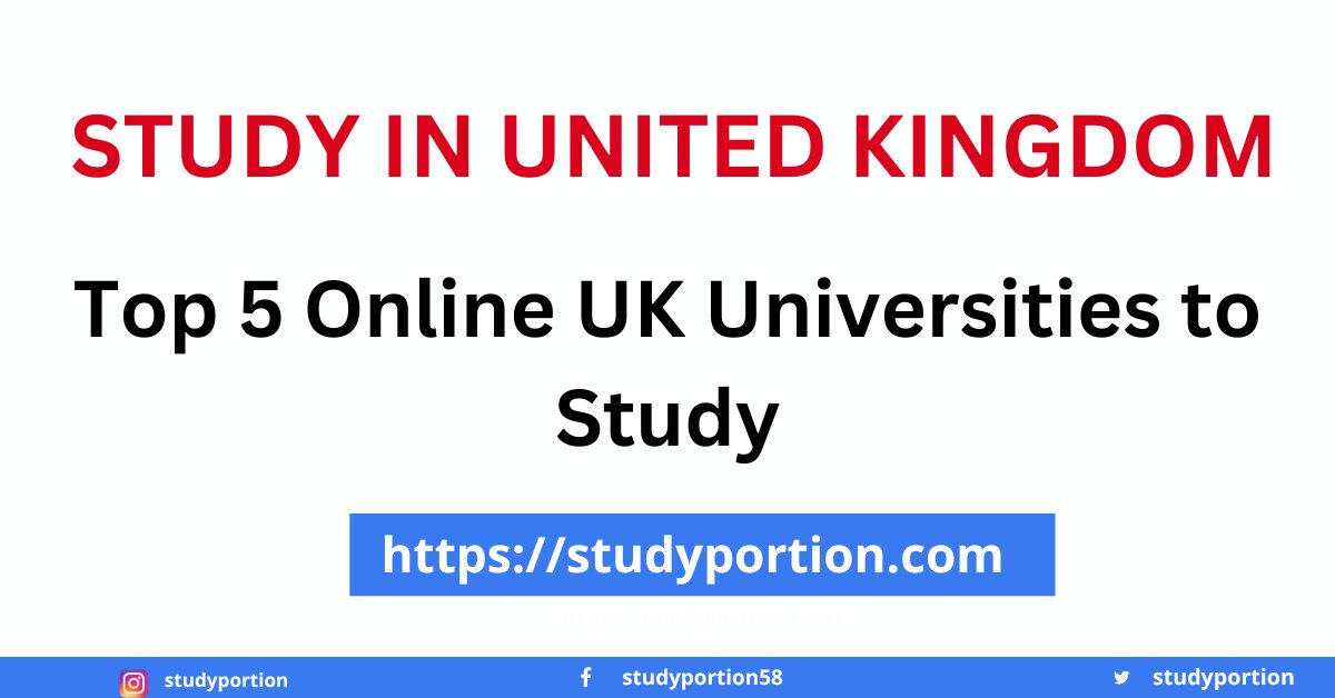 Top 5 Online UK Universities to Study for Career Advancement

Apply Link: studyportion.com/top-5-online-u…

#studyportion #onlinescholarship #scholarshipinuk