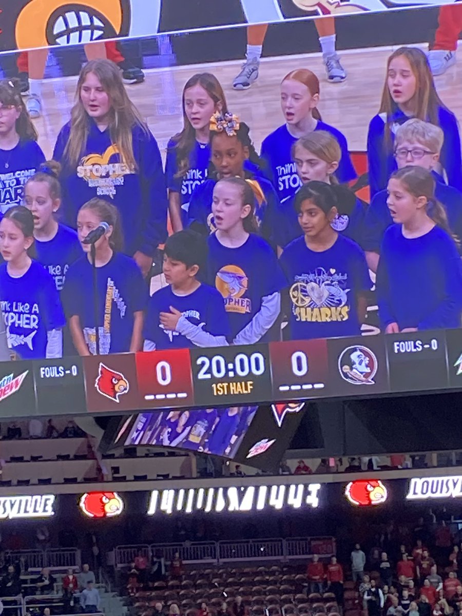 StopherSharks's tweet photo. Shout out to our Stopher Chorus who sang the National Anthem at the University of Louisville game!  🦈 ⭐️ 🎵 #DynamicStopher https://t.co/yz5JRDycQk