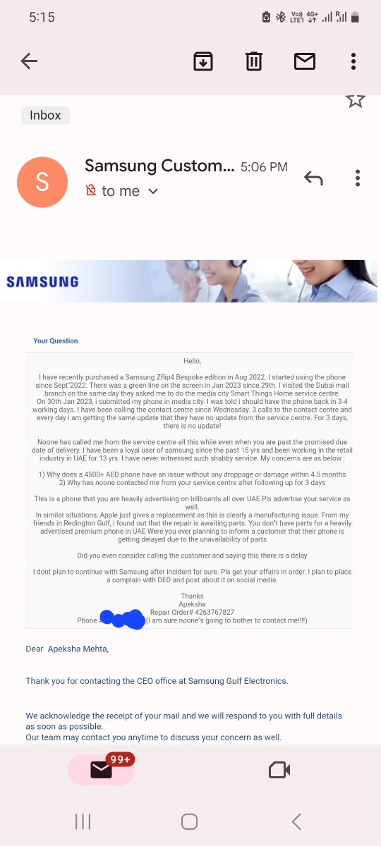 ApeksUm's tweet photo. @SamsungGulf email sent to your CEO with no response.

@gulf_news @khaleejtimes @dubaiproblems_ https://t.co/Z1smxTWseN