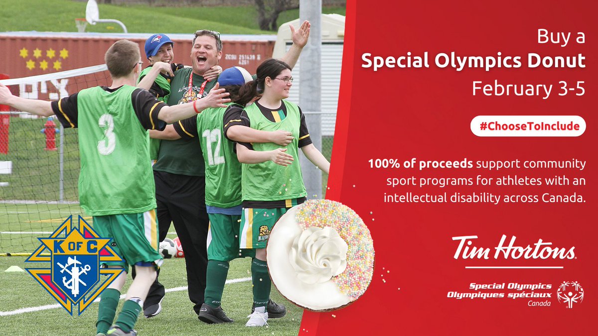 #SpecialOlympicsOntario is reaching out to its supporters and friends to participate and promote Tim Horton’s campaign #Choosetoinclude in support of Special Olympics. Buy your #SpecialOlympics donuts today!
#kofcfaithinaction #kofcontario #kofcanada #kofcmembership