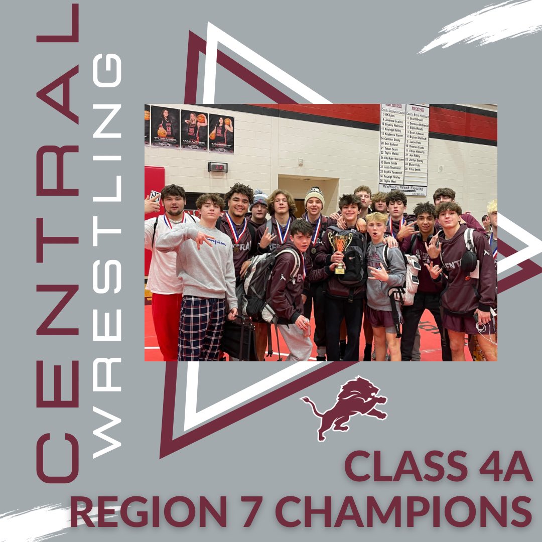 LionSportsCHS's tweet photo. And @Central_Wrestle are your Class 4A Region 7 Champions!!! 

Twelve wrestlers have advanced to sectionals next Saturday at Westminster! 

#lionstrong
@GradickSports @TheMorningFive @TGeorgianSports https://t.co/KdEXlhUmom