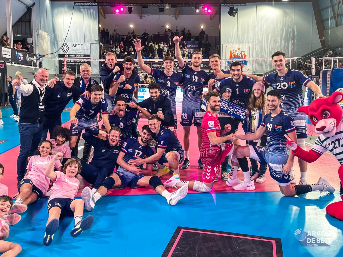 aragodesete's tweet photo. Et 3 points de plus 🔥🔥

Avec l'appui d'un Barrou bien rempli, l'Arago s'impose 3/1 face au leader du championnat ! 💥

(26:24, 25:15, 22:25, 25:20)

@villedesete @sete_agglo_med @heraultinfos @occitanie @lnvofficiel  #lnv https://t.co/VrJMEGxHMF