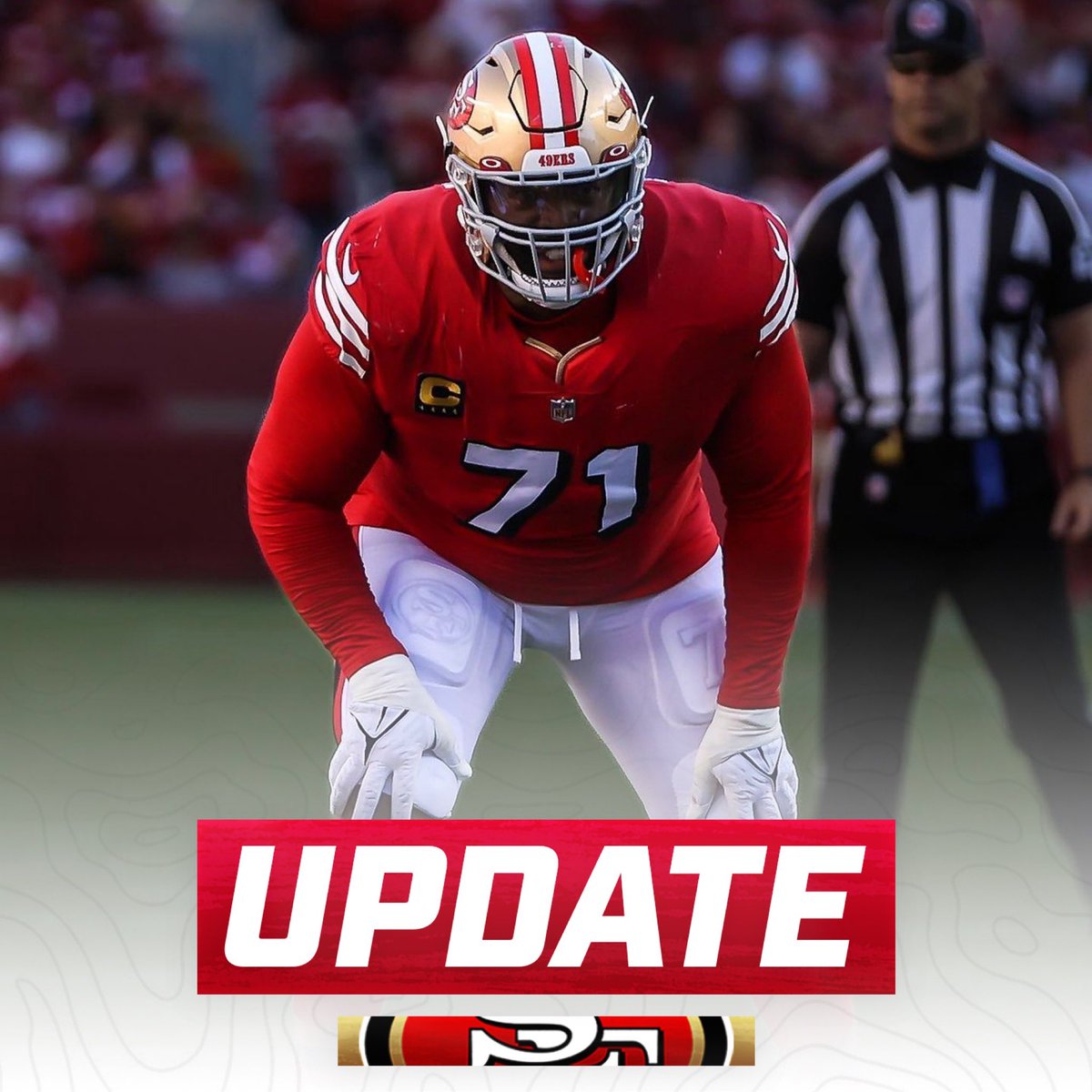OurSf49ers's tweet photo. #49ers LT Trent Williams will not retire and will be back for the 2023 season “fore sure,” per @TCNGrantGordon https://t.co/Y8FdJ9pf66
