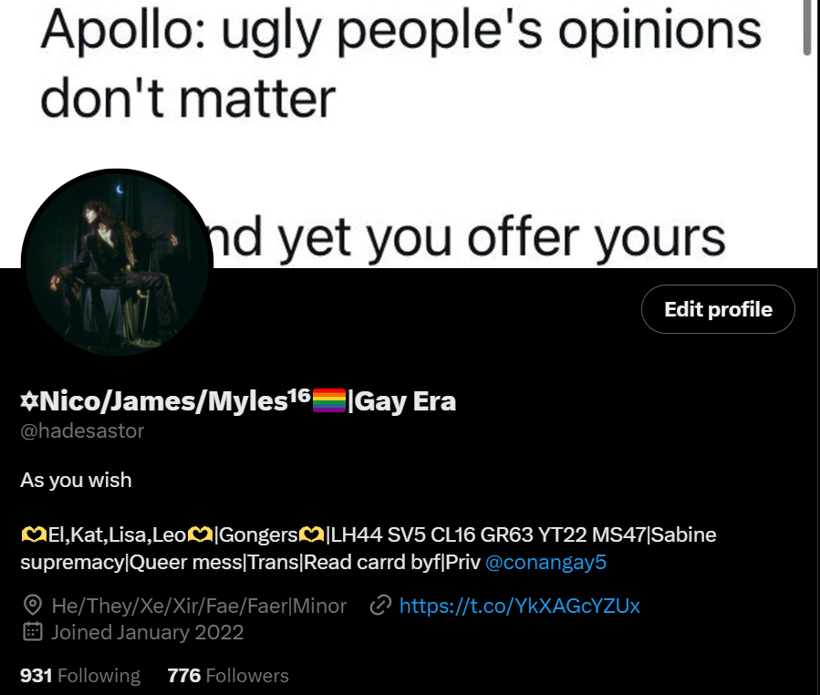 ✡︎Nico/James/Myles¹⁶🏳️🌈|Gay Era tweet media