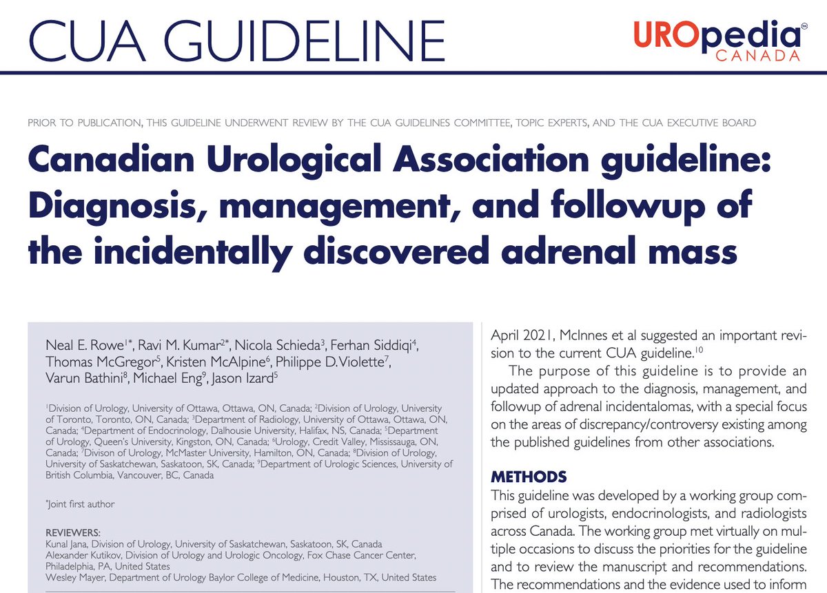 Ravi Kumar (@kumarrm11) on Twitter photo Hot off the press! 🔥 <a href="/CanUrolAssoc/">Canadian Urological Association</a> guideline on the management of adrenal incidentalomas. <a href="/CuaJournal/">CUAJournal</a>
<a href="/uOttawaUrology/">uOttawaUrology</a> <a href="/UofTUrology/">Univ of Toronto Urology</a> Check it out here : cuaj.ca/index.php/jour… Hot off the press! 🔥 <a href="/CanUrolAssoc/">Canadian Urological Association</a> guideline on the management of adrenal incidentalomas. <a href="/CuaJournal/">CUAJournal</a>
<a href="/uOttawaUrology/">uOttawaUrology</a> <a href="/UofTUrology/">Univ of Toronto Urology</a> Check it out here : cuaj.ca/index.php/jour…