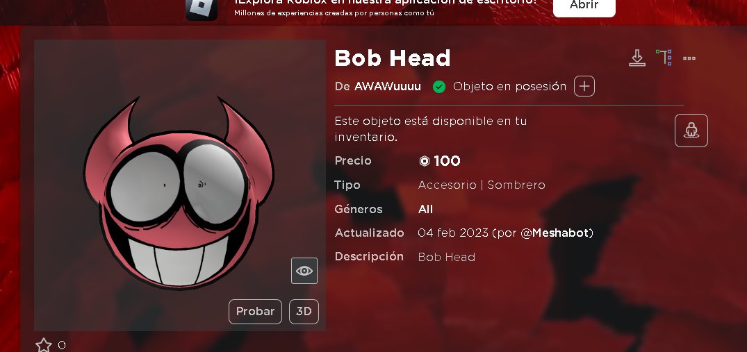 💣 Junker 🔞 on X: HEY GUYS!! I MADE A BOB UGC HEAD FOR ROBLOX :))) with  @_SrPelo_ approvement heh hah @VoicesByCorey #bobvelseb #SpookyMonthBob    / X
