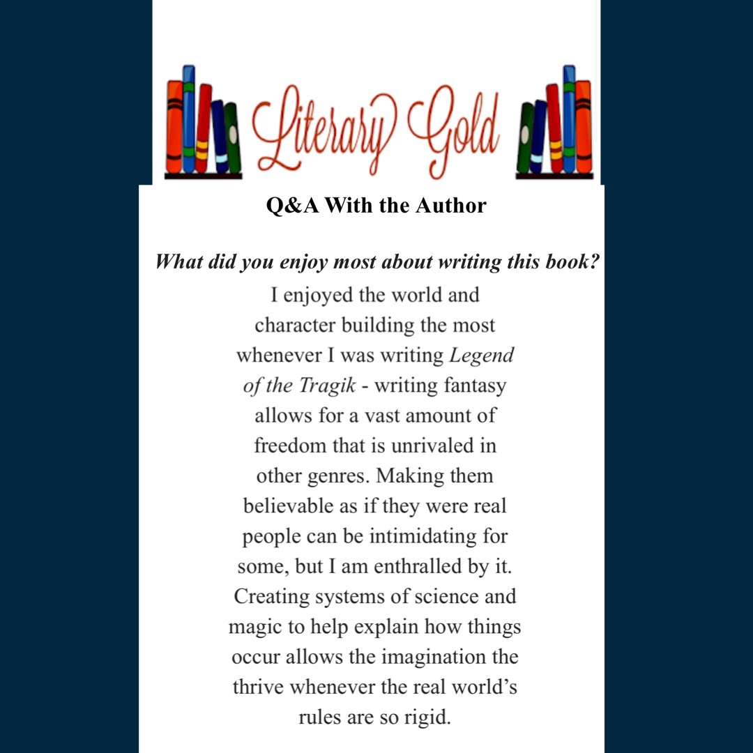 This week, Legend of the Tragik is featured on Literary Gold, featuring a Q + A with yours truly, and a $15 Amazon giveaway.

Literary Gold: literaryau.com/2023/01/legend…

#fantasy #blogtour #legendofthetragik #newfiction #epicfantasy #epicfantasy #hero #magic #swords #legends #fires