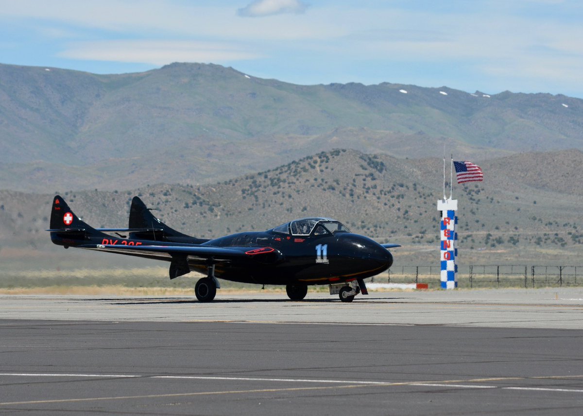 A #FlashbackFebruary to Jive’s arrival at @RenoAirRaces ’s June 2019 Pylon Racing Seminar in the DeHavilland Vampire. 

Team Race 11 leased the Vampire for Jive’s  rookie year at Reno Air Races in 2019.

#airracepilot #jetpilot #renoairraces