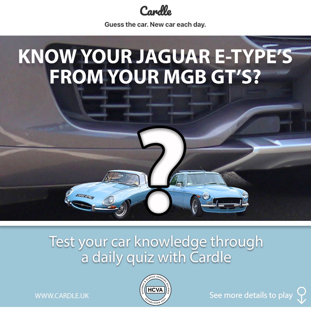 Love Wordle?
Love Classic Cars? 
Then check out Cardle! 

A new fun game for car lovers you can play anywhere!
+
They are proud supports of the HCVA!

Just head on over to cardle.uk to play!

#hcva #classiccars #classiccar #hcva #automotive #classiccarsdaily #cardle