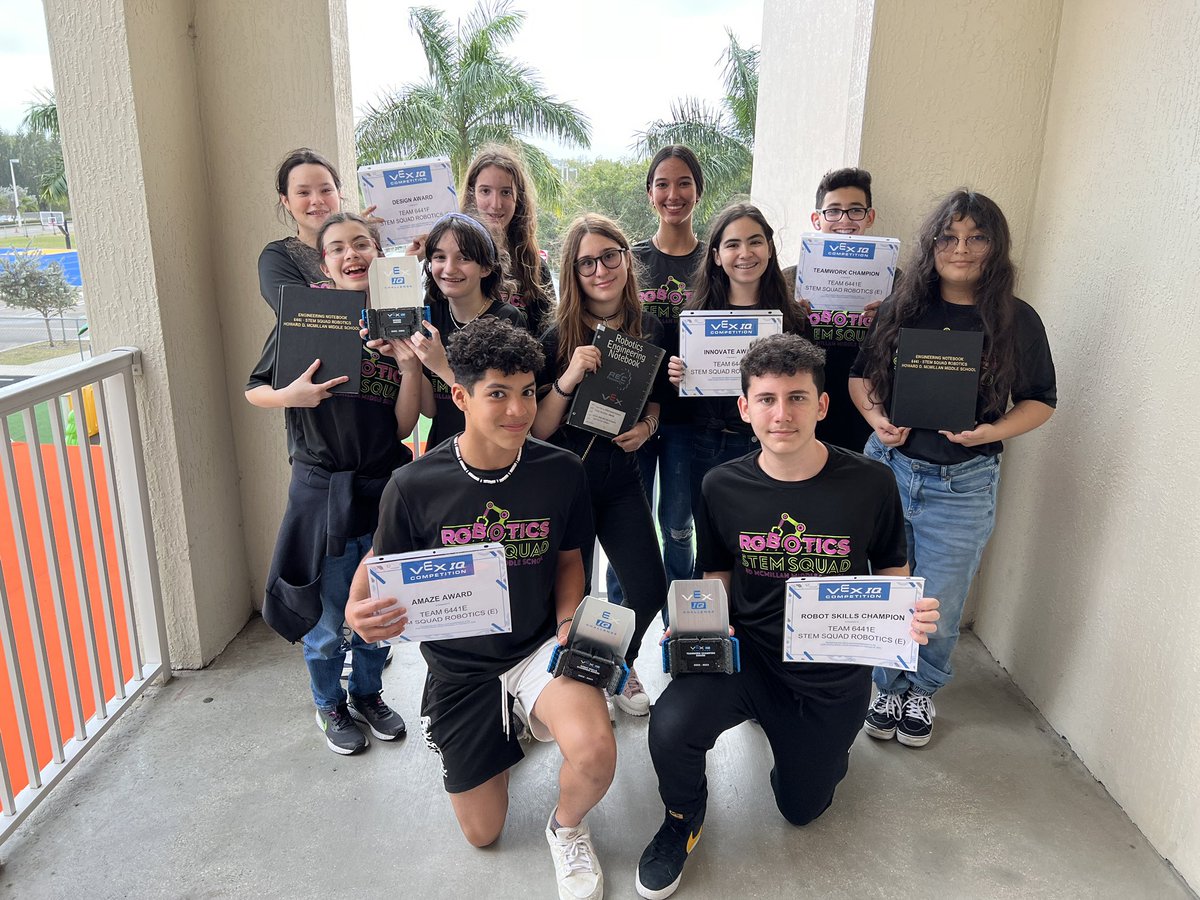 HDMcMillan's tweet image. Spectacular day of Robotics for our 6441A, 6441E, and 6441F teams today. All three teams had their best tournament yet and are now qualified for States in March! Go STEM SQUAD!!! #STEMis #pantherBEST @MDCPSSouth #GIRLPOWERED