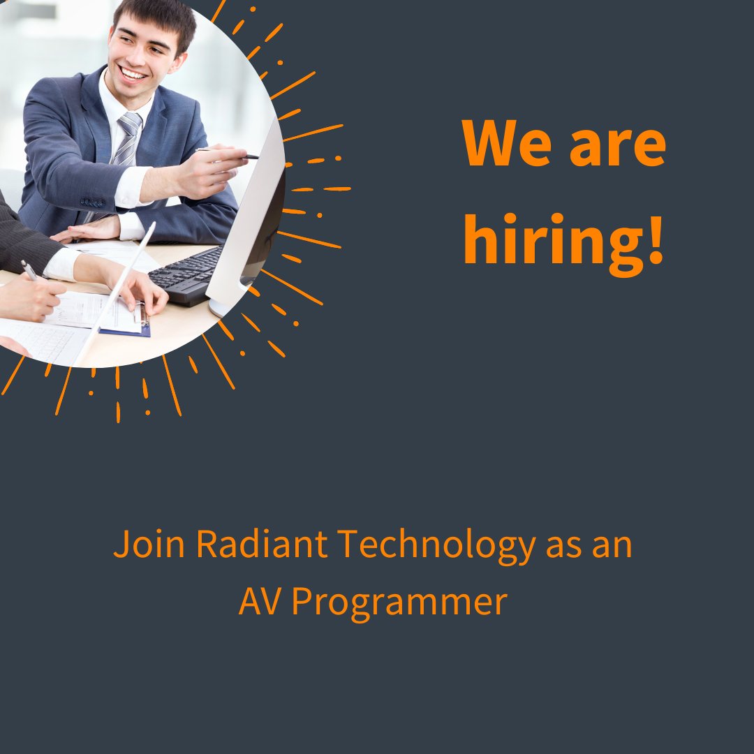 Radianttech_net's tweet image. We are hiring! We are looking for an #AVProgrammer to join our quickly growing team. If you have an eye for technical design we want to hear from you! 

Location: Columbus 
Hybrid/remote opportunity 

radianttech.net/careers/

#AVIXA #audioengineering #controlengineering #CBUSJobs