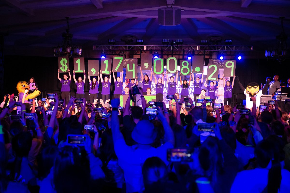UIchildrens's tweet photo. Amazing! Another successful @UIDM is in the books with $1,174,008 raised to support our pediatric cancer and bone marrow transplant patients and their families. Thank you to everyone involved in #DanceMarathon this year. 💛 https://t.co/6mYY5xAZqU