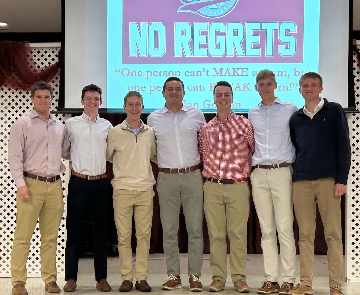 BCbaseball1902's tweet photo. Annual 1st pitch Banquet was a success. Thanks to BC alumnus Stevie Powers ‘15 (USM - Golden Eagles ‘19) for his message to our players and parents. #fearless #noregrets @SteviePowers1 @TheBC400 @DennisKnightSMN @AmyZimmerWJCL @TheBigGuyWJCL https://t.co/e5agDTPyjr