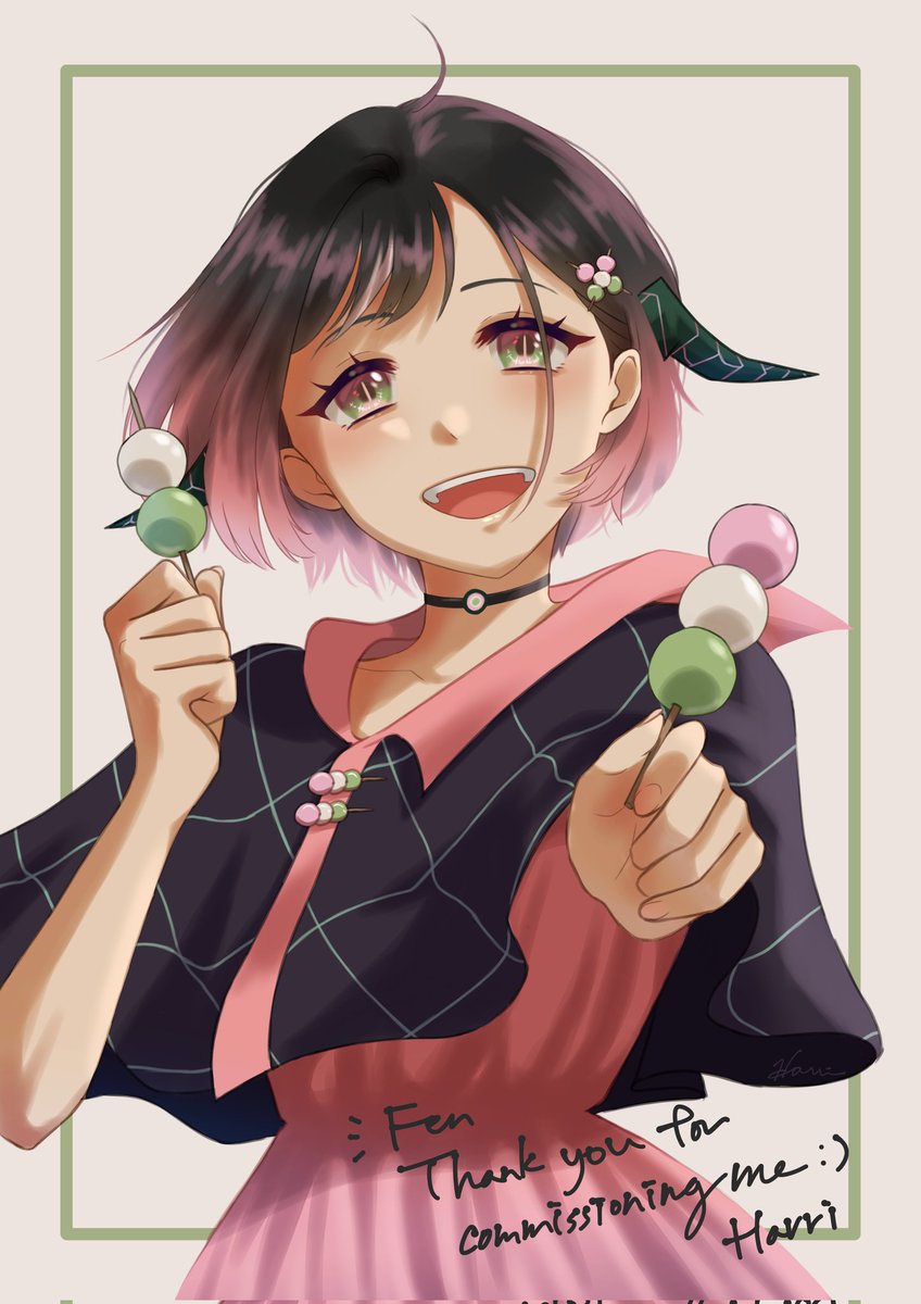 harri_sora's tweet photo. Thank you @/Fenriswolf116 for commissioning me!😊 Here's @/Fraiki sharing her dango with you🍡 https://t.co/yPy4XpmjSI