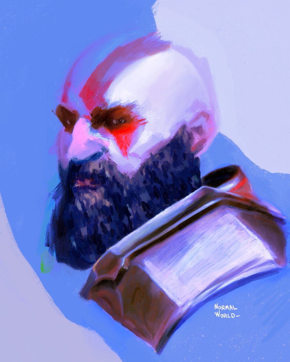 'Kratos' #Kratos #GodofWarRagnarok #GodofWar #PlayStation #gameart #painting #illustration