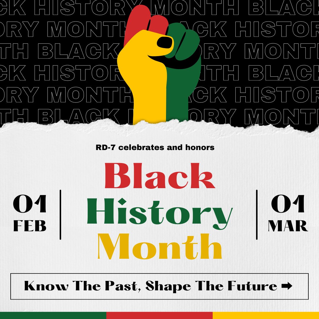 Rd7Social's tweet photo. #RD7 celebrates the contributions &amp; achievements of Black individuals who have shaped our history and continue to impact the world today, particularly in our community. Here are five ways you can support inclusion and equity in our community everyday. 💪🏾🖤 #BlackHistoryMonth 💫 https://t.co/UIJ9GEuMSM