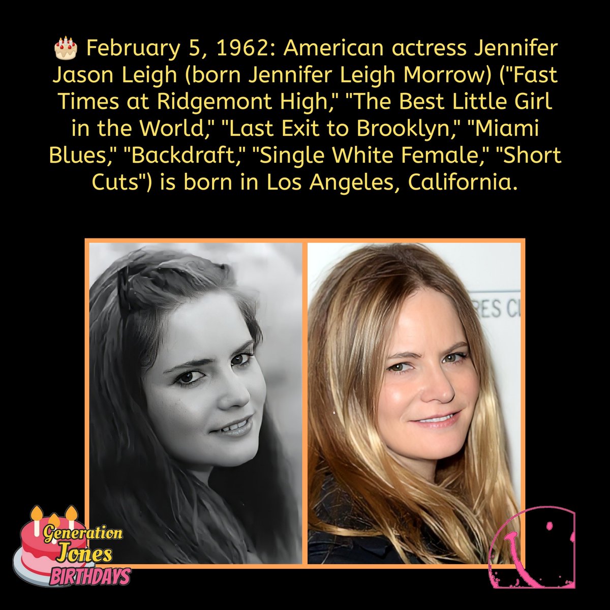 #borninthe1960s #moviehistory #jenniferjasonleigh #fasttimesatridgemonthigh #miamiblues #singlewhitefemale #whoisgenerationjones #bornonthisday #bornthisday #happybirthday #history #onthisday #thisdayinhistory #generationx #todayinhistory #babyboomers #generationjones