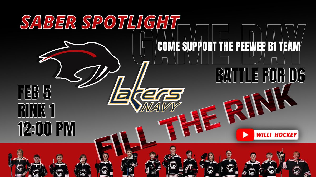 Super Saber Fans!!!
Come out tomorrow and cheer us on as we battle Prior Lake at home. #rollsabers🐾   <a href="/shakopeehockey/">Shakopee Youth Hockey</a> <a href="/PWAShakopee/">Shakopee PWA</a> <a href="/ShakopeeJrGold/">Shako JGB Red</a> <a href="/ShakopeeJrGold/">Shako JGB Red</a> @ShakoBAA <a href="/B1Shakopee2021/">ShakopeeBantamB1</a> <a href="/SaberBoysHockey/">Saber Boys Hockey</a>
