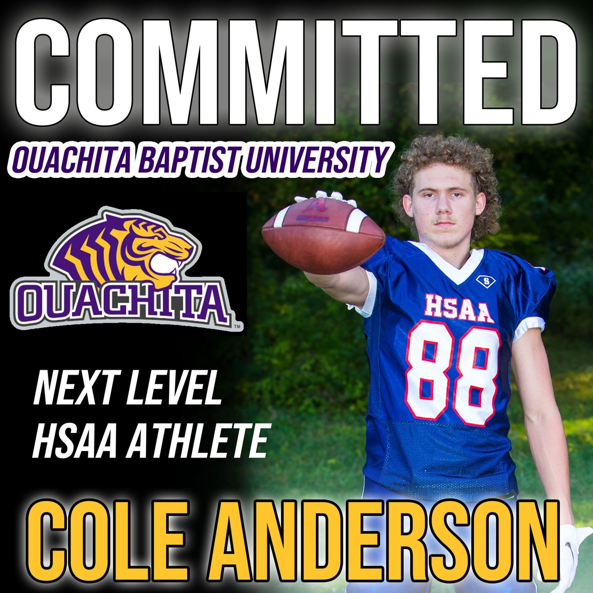 Congratulations to Cole Anderson for his commitment to continuing his academic and football career at Ouachita Baptist University! 

#COMMITTED @OuachitaFB 
#HSAAfootball #homeschoolfootball  
#txhsfootball #txhsfb  @texashsfootball @TXPrivateFBGuy @NTXHSFB