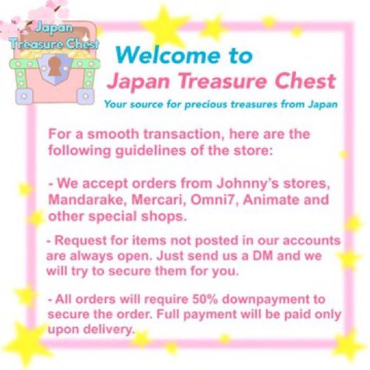 JapanChest's tweet image. Thank you for visiting our shop. Here are some information about the goods and services we offer.