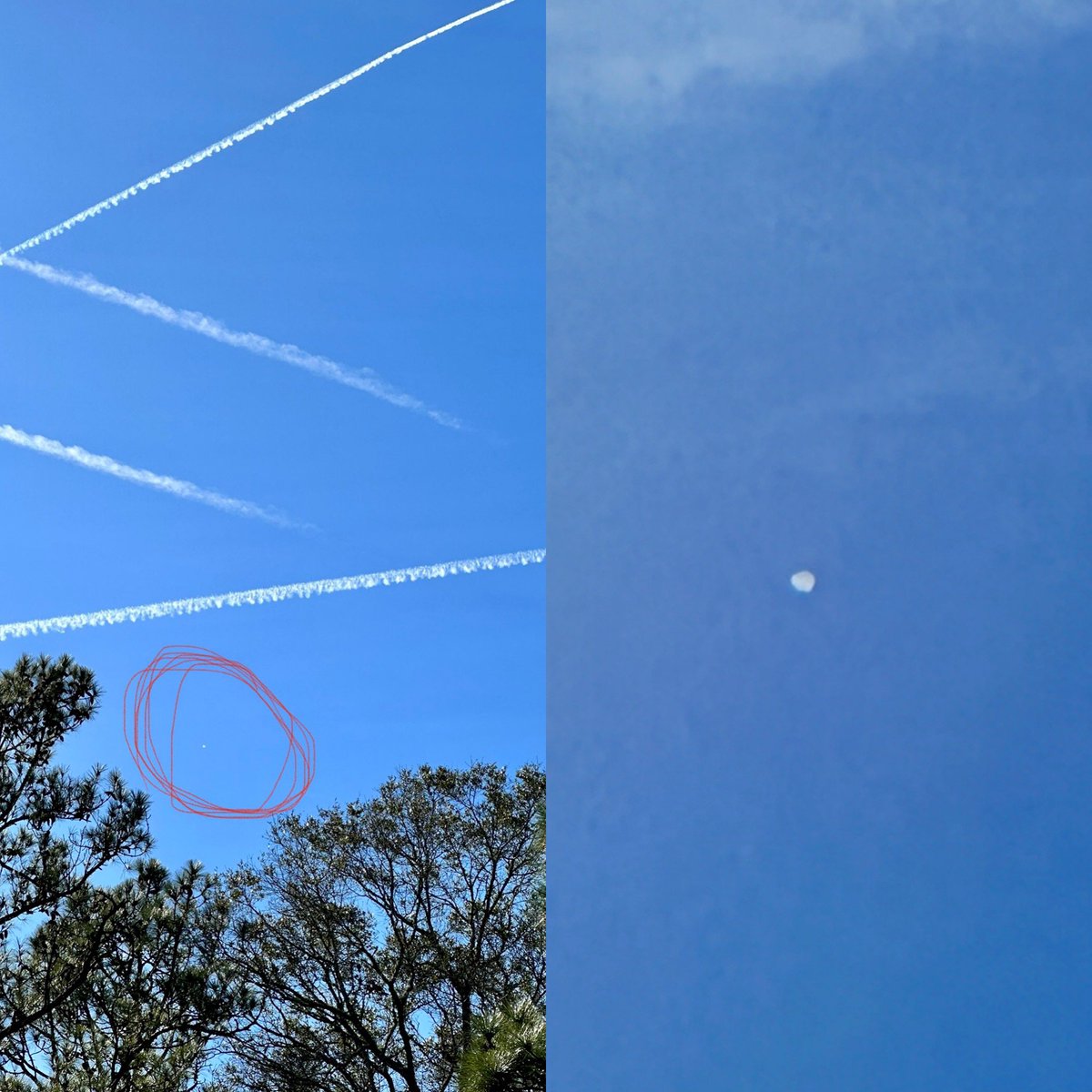 Chinese balloon over the house before it was shot down. #ChineseSpyBallon #nccoast #calabashnc