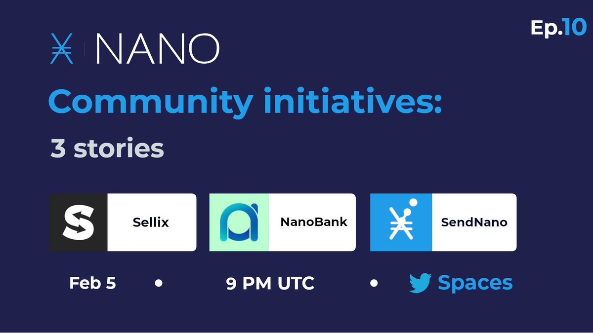 vinibarbosabr's tweet image. Tomorrow, February 5th (Sunday) at 9pm UTC, I will be co-hosting #Nano Community Initiatives with @murgascarrillo — thank you for the invitation!

Featuring:
- @SellixEcommerce
- @nanobankoficial
- @sendnano 

Set a reminder and join us for a nice chat ⬇️