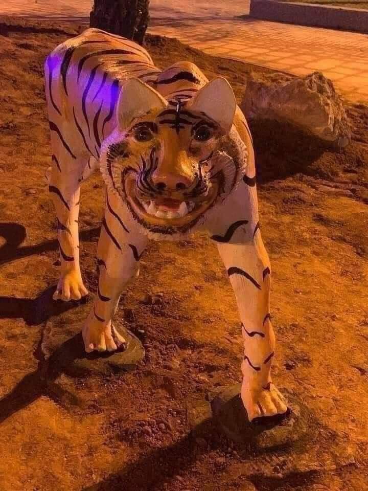 jussts4's tweet photo. ااخ ما وريتكم مجسم الضحك مجسم النمر بحديق�� الحيوان مدري عند من بس يضحك 😭 https://t.co/JdzmZAxhrr