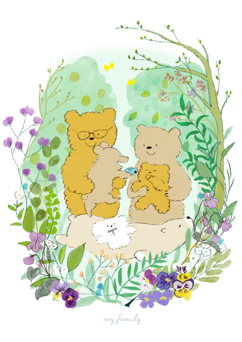 「my family 」|ももろ　4／20発売絵本「パンダのパクパクきせつのごはん」のイラスト