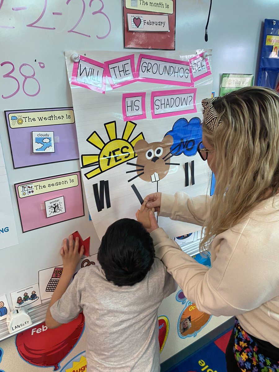 jenna_brown's tweet image. Graphing our predictions on whether or not the groundhog saw his shadow ☀️⛅️🌤️ #GroundhogDay #lifeinALE @NISDSpecialEd @NISDLangleyES @Miss_Guerra12