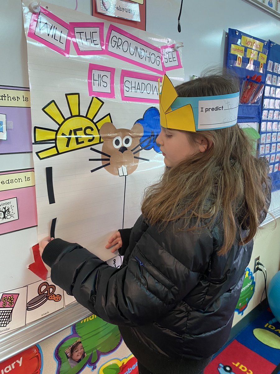 jenna_brown's tweet image. Graphing our predictions on whether or not the groundhog saw his shadow ☀️⛅️🌤️ #GroundhogDay #lifeinALE @NISDSpecialEd @NISDLangleyES @Miss_Guerra12