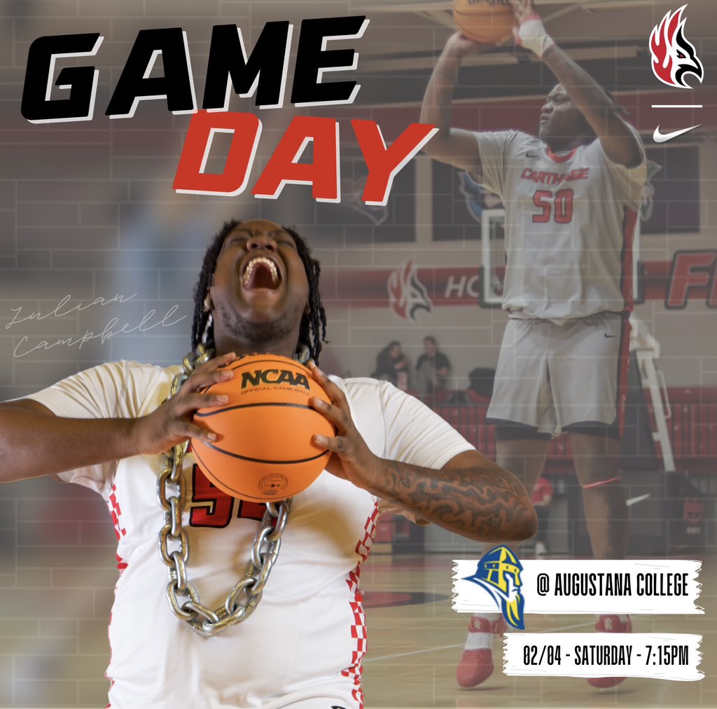 Carthage_MBB's tweet photo. The Firebirds are off to Augustana to take on the Vikings 🔥 Tip off at 7:15pm. 

🖥️ https://t.co/zzYK1ntUVs
📊 https://t.co/WZDMia0YHd

#CarthageHoops #FirebirdFamily #d3hoops #CCIW https://t.co/MZVkVEOFZL