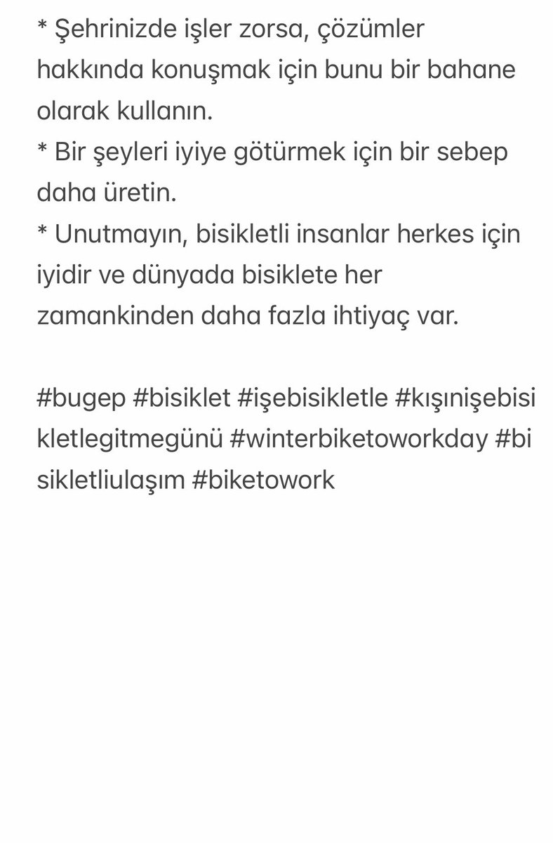 Bugep_'s tweet photo. #bugep #bisiklet #işebisikletle #kışınişebisikletlegitmegünü #winterbiketoworkday #bisikletliulaşım #biketowork https://t.co/Fug2VGTbbH