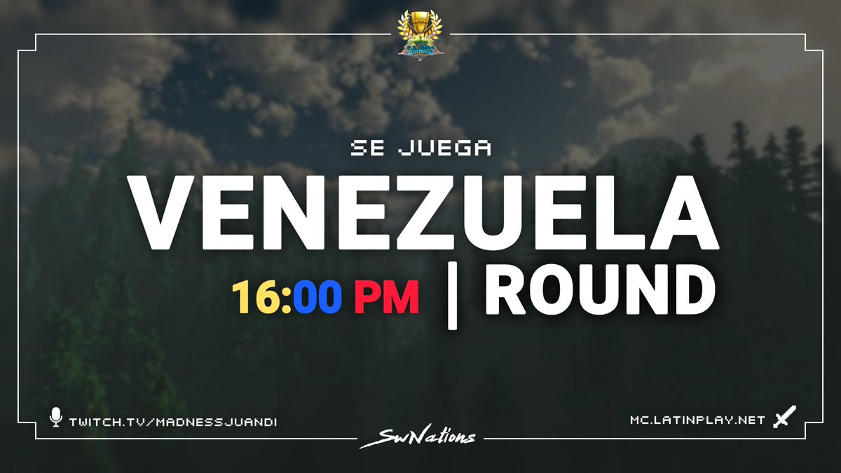 Venezuela  es tu turno!🇻🇪 mañana 
24 Participantes jugarán por la clasificación directa y por el repechaje  en la Skywars Nations te esperamos!

Diseño by @Smokeaoo