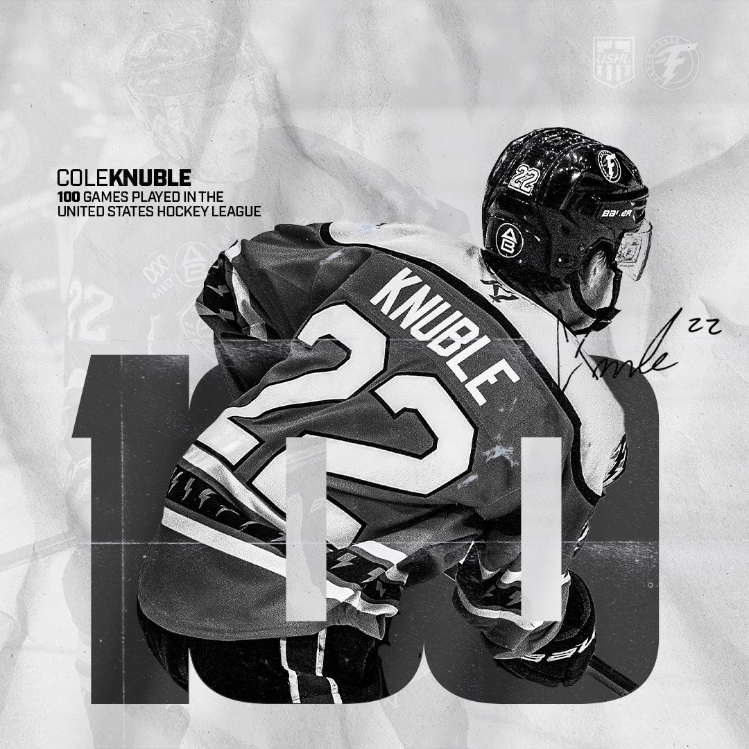 FargoForce's tweet photo. Congratulations to Force forwards JP Turner and Cole Knuble on hitting the 100 game milestone! 

@c_knubz22 will play in his 100th USHL game tonight, @jpturner16 hit the milestone back on December 17th, tonight will be his 114th USHL game!

#ForceNation⚡️ | #StarsRise https://t.co/BQ7sGWA0Vl